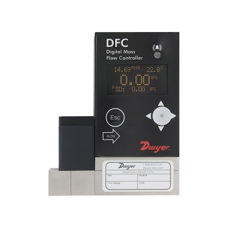 Dwyer Instruments Digital flow controller, 0-100 l/min W/ LED display, 3/8in compression fittings, 0-5 VDC output DFC-56100-V-DLA2